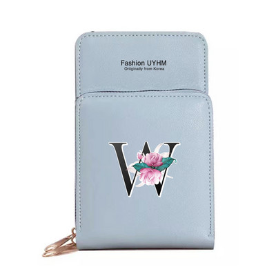 Pu Δερμάτινες τσάντες κινητού τηλεφώνου Γυναικεία πορτοφόλια Οθόνη αφής Πακέτο κινητού τηλεφώνου Whitemarble Πορτοφόλι εκτύπωσης 26 γραμμάτων Γυναικεία τσάντα ώμου