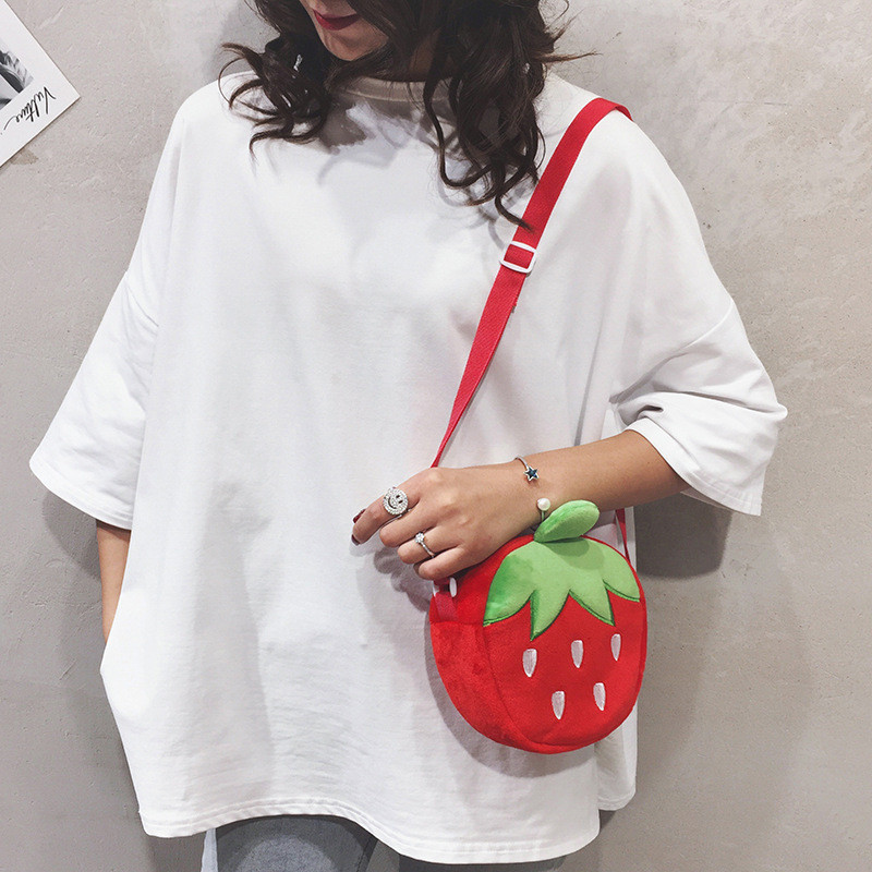 Uued armsad puuviljamaasikas porgandi puuvillased õlakotid naistele rahakotid ja käekotid, tüdrukute mini telefonikotid