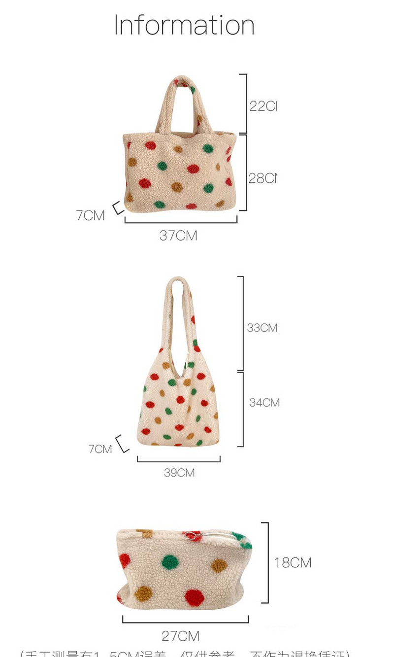 Suure mahutavusega naiste täpiline plüüsist õlakott Lambavillast vest Käekott Ostukotid Talvine soe kohev kandekott