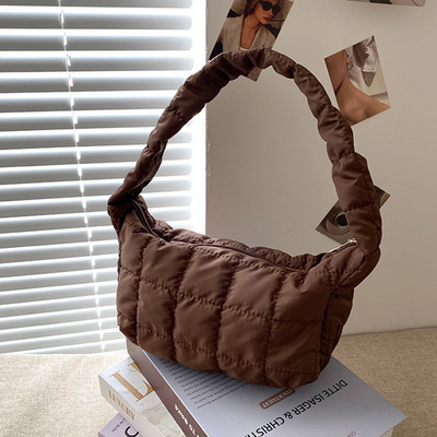 Kosmosepadi puuvillane naiste õlakott naiste ostlejate daami talvine nailonist polsterdatud talvine tepitud kotid käekott