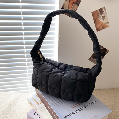 Kosmosepadi puuvillane naiste õlakott naiste ostlejate daami talvine nailonist polsterdatud talvine tepitud kotid käekott