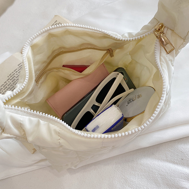 Kosmosepadi puuvillane naiste õlakott naiste ostlejate daami talvine nailonist polsterdatud talvine tepitud kotid käekott