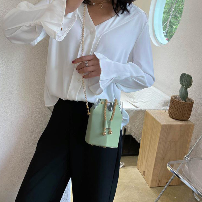 Driga női válltáskák Messenger kézitáskák női vödörtáska új 2022 divatlánc egyszínű pu bőr elegáns alkalmi táska