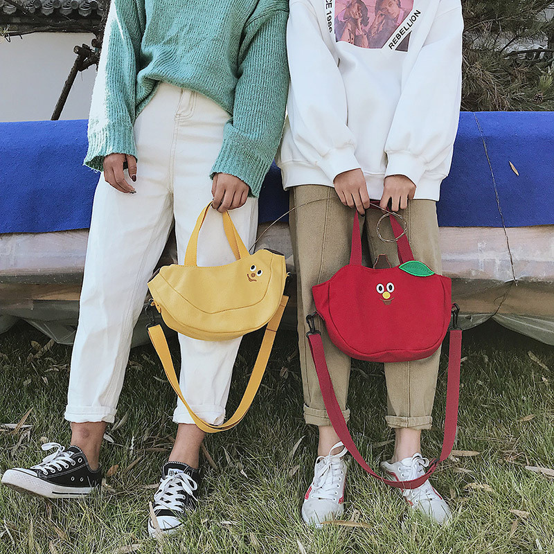 Rdywbu Дамска чанта с бродерия във формата на плод Дамска креативна чанта за през рамо с форма на банан, ежедневна анимационна чанта Bolsas B701