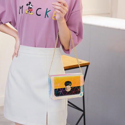 Γυναικείες τσάντες λέιζερ 2022 Νέες γεωμετρικές τσάντες ασορτί χρώματος διαμαντιού για γυναίκες με κλειδαριά Μικρή τετράγωνη τσάντα Μικρή τσάντα ώμου