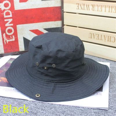 Шапка Safari Мъжки шапки Туристическа шапка Мъжка шапка Мъжка военна панама Boonie Bucket Hat Cap Памук Риболов Лов Сафари Лятно слънце