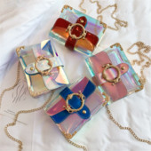 Modes lāzera caurspīdīga soma PVC želejas krāsas plecu soma sievietēm pludmales ūdensizturīgs Crossbody Messenger sajūga ķēdes komplekts