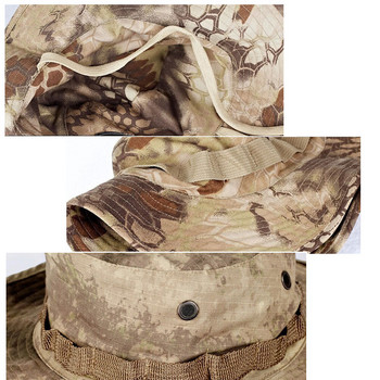 Камуфлажна шапка Тактически US Army Bucket Hats Военна Панама Лятна шапка за къмпинг Риболов Лов Туризъм На открито Camo Слънчеви шапки Мъжки