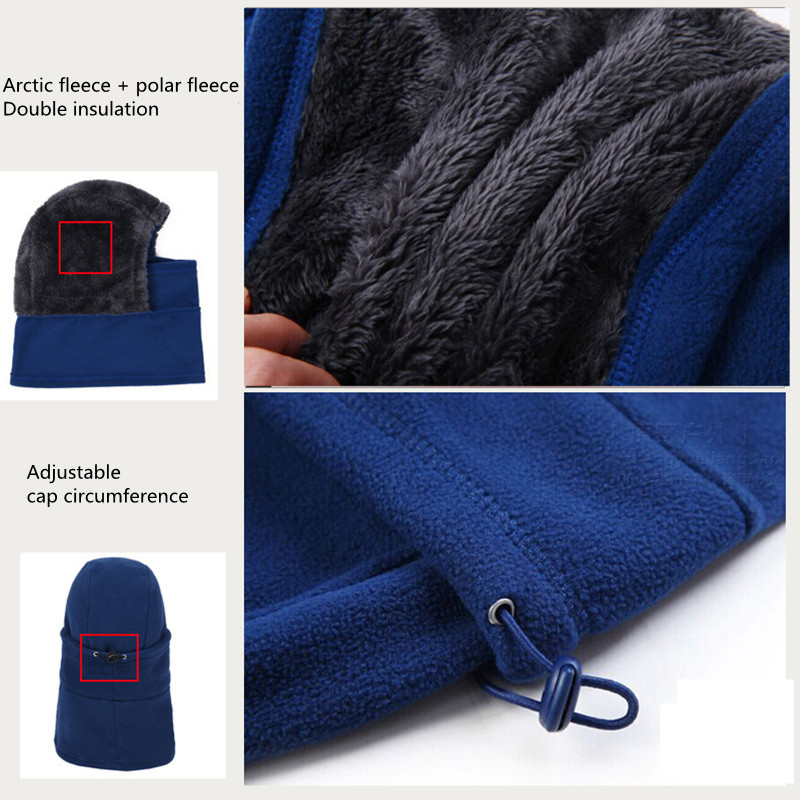 Pălărie de iarnă pentru bărbați, femei, polar, balaclavă, mască de schi, glugă, vânătoare, drumeții, eșarfă, încălzitor de gât, alergare, șapcă de ciclism, căciulă rezistentă la vânt