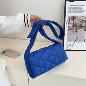 2023. aasta trendi tepitud kandekotid, kerged talvised soojad alla puuvillased polsterdatud ruudulised õlakotid naiste kaenlaalused kotid puhvis käekotid