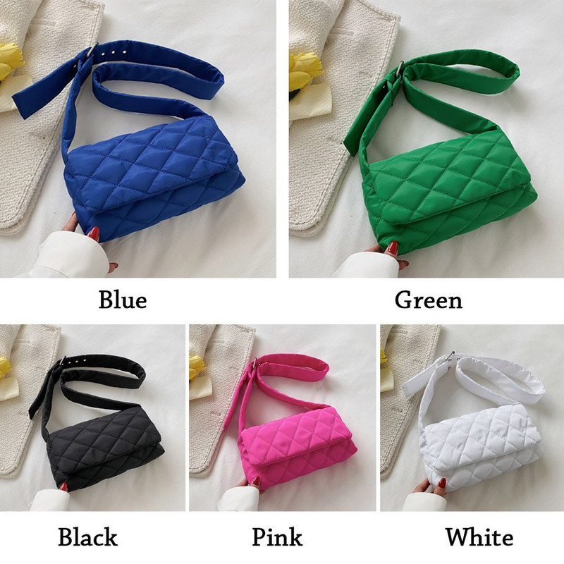 2023. aasta trendi tepitud kandekotid, kerged talvised soojad alla puuvillased polsterdatud ruudulised õlakotid naiste kaenlaalused kotid puhvis käekotid