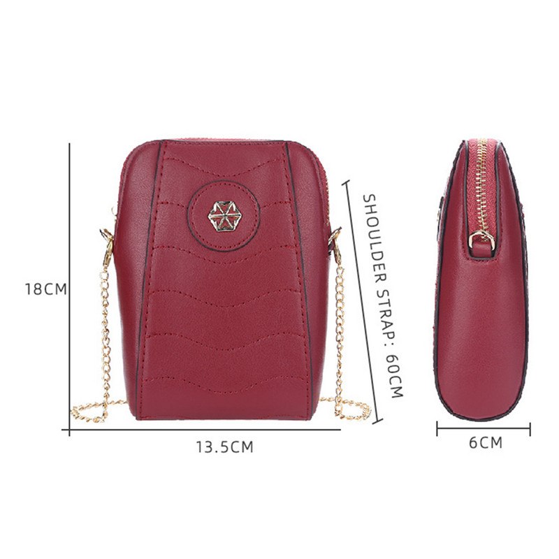 Дамска портмоне за мобилен телефон Messenger чанта с множество отделения Портфейл през рамо Малък PU кожен подарък за рожден ден