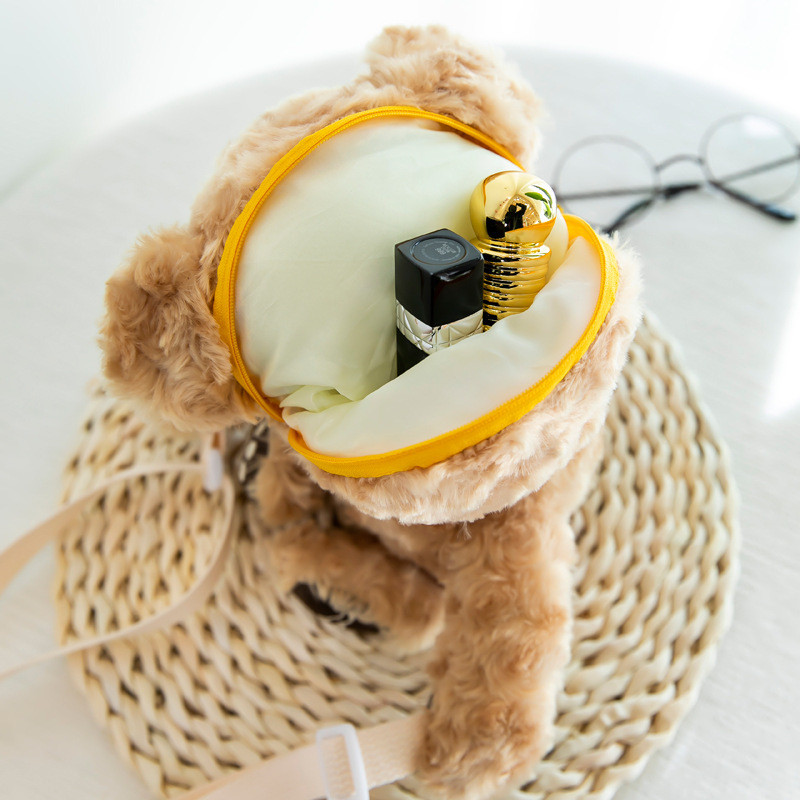 Нова чанта за момичета Crossbody Прекрасна карикатура Плюшена усмивка Мече Сладко едно рамо Диагонална дамска чанта Плюшени чанти за кукли Дамска чанта с животни Подарък