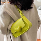 Lemon Green Love Clasp käekott Armsad õlakotid kaenlaalused naistele Luksusbrändi disainiga kandekotid Rahakott Naiste Crossbody kott