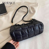 Láncok Női válltáskák Divatos steppelt futártáska Nylon téli pamut párnázott csekk Alkalmi szolid lányoknak vásárlás