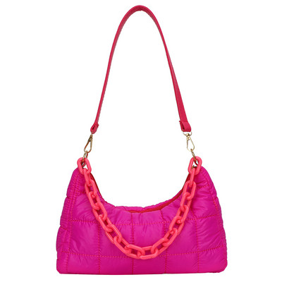 Láncok Női válltáskák Divatos steppelt futártáska Nylon téli pamut párnázott csekk Alkalmi szolid lányoknak vásárlás