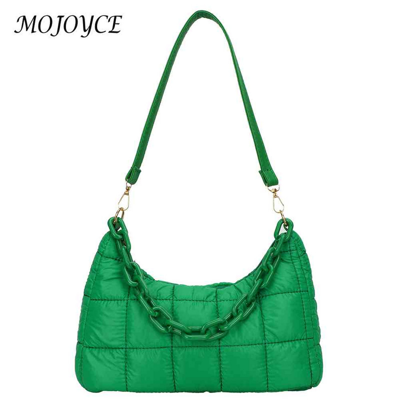 Láncok Női válltáskák Divatos steppelt futártáska Nylon téli pamut párnázott csekk Alkalmi szolid lányoknak vásárlás