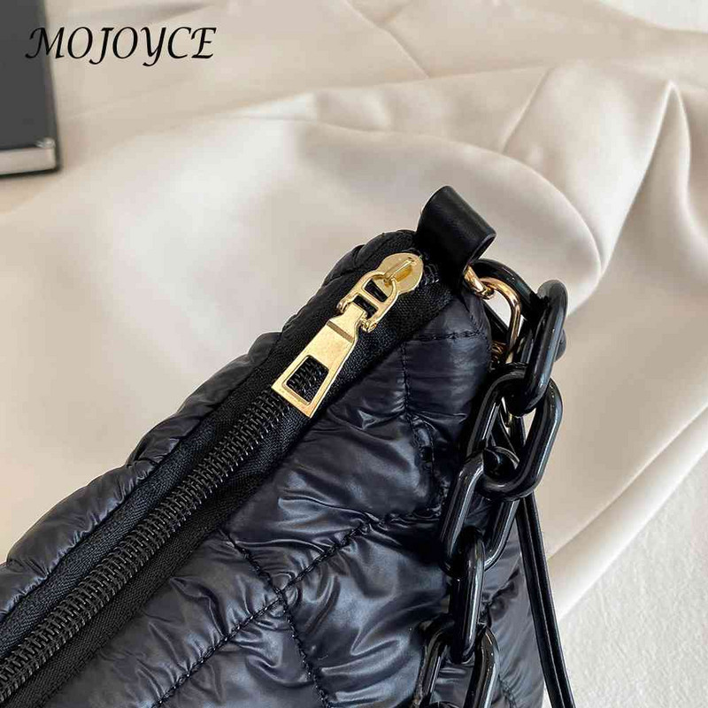 Láncok Női válltáskák Divatos steppelt futártáska Nylon téli pamut párnázott csekk Alkalmi szolid lányoknak vásárlás