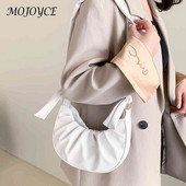 Peen naiste õlakott, ühevärviline kaenlaaluse disainiga PU-nahast kaenlaalused kotid vaba aja naistele poolkuu igapäevased pelmeenikotid