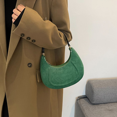 Peen naiste õlakott, ühevärviline kaenlaaluse disainiga PU-nahast kaenlaalused kotid vaba aja naistele poolkuu igapäevased pelmeenikotid