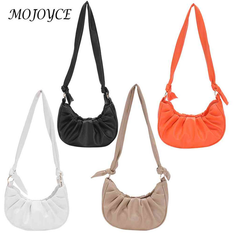 Peen naiste õlakott, ühevärviline kaenlaaluse disainiga PU-nahast kaenlaalused kotid vaba aja naistele poolkuu igapäevased pelmeenikotid