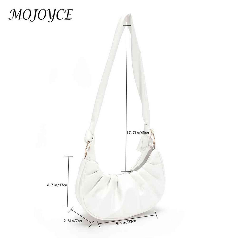 Peen naiste õlakott, ühevärviline kaenlaaluse disainiga PU-nahast kaenlaalused kotid vaba aja naistele poolkuu igapäevased pelmeenikotid