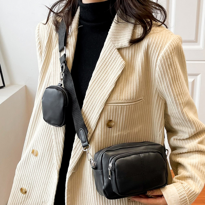 Crossbody kotid naistele PU-nahast vabaaja pehmest massiiv õlakotid koos mini-ripatsiga Moedisaineri sobiv kandekott