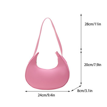 Модни дамски чанти Едноцветна проста чанта под мишниците за дами Полукръгла чанта през рамо Портмоне с форма на полумесец за ежедневно пътуване