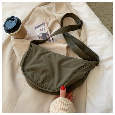 Модна дамска чанта през рамо Найлонова чанта тип месинджър Едноцветна платнена чанта за кнедли под мишниците Дамски пазарски чанти през рамо Портфейл