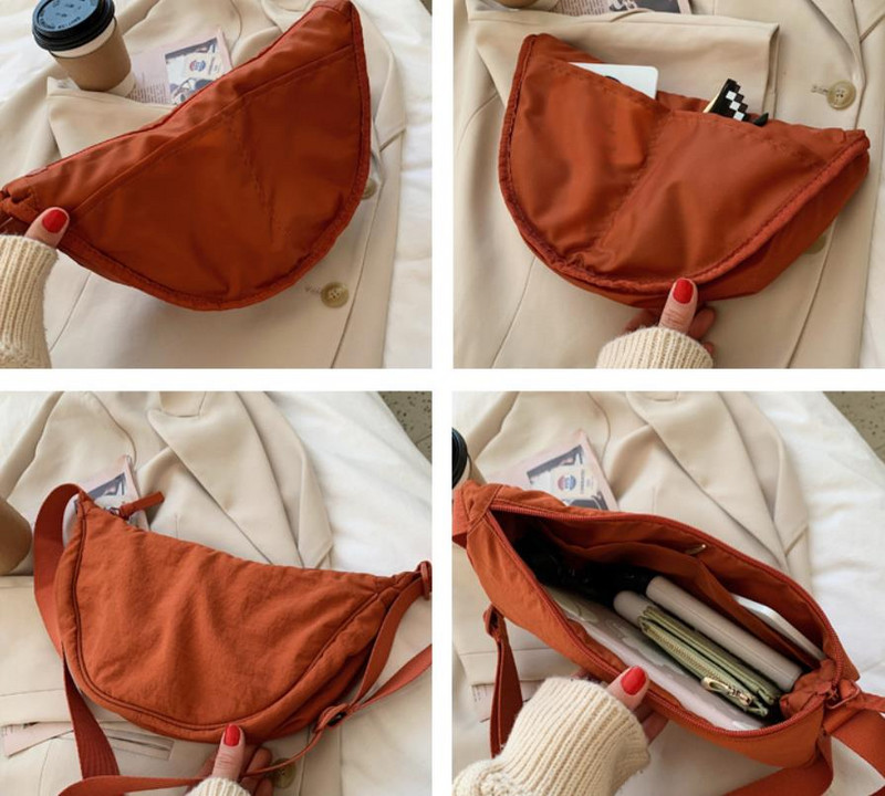Модна дамска чанта през рамо Найлонова чанта тип месинджър Едноцветна платнена чанта за кнедли под мишниците Дамски пазарски чанти през рамо Портфейл