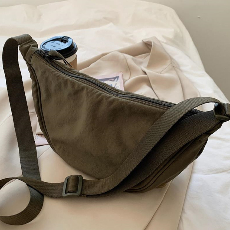 Модна дамска чанта през рамо Найлонова чанта тип месинджър Едноцветна платнена чанта за кнедли под мишниците Дамски пазарски чанти през рамо Портфейл