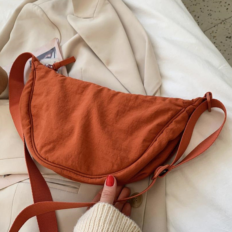 Модна дамска чанта през рамо Найлонова чанта тип месинджър Едноцветна платнена чанта за кнедли под мишниците Дамски пазарски чанти през рамо Портфейл