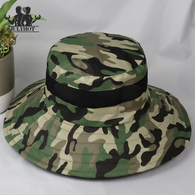 Taktinės kamufliažinės kibiro kepurės Vyrai Moterys Vasaros saulės nepraleidžiančios kvėpuojančios stovyklavietės, Žvejyba, Žygiai, Kariniai pratimai Kepuraitė