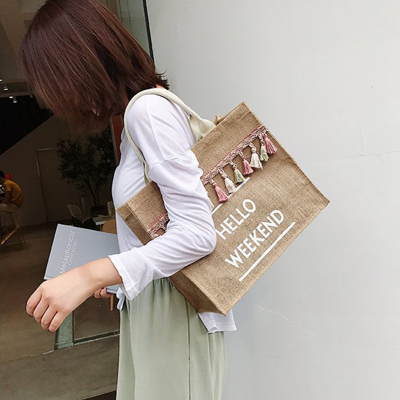 Γυναικείες τσάντες τσάντα τσάντα τσάντα ώμου μεγάλης χωρητικότητας Επιστολή Γυναικεία πολυτελή ντιζάιν φούντα Τσάντες αγορών παραλίας Shopper