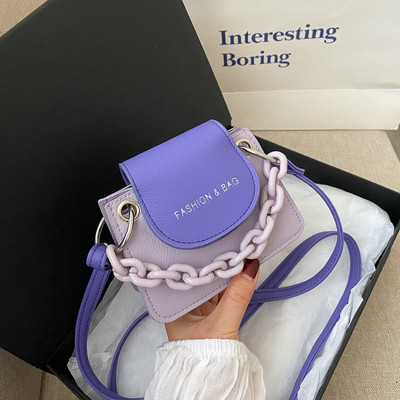 Нова дамска чанта Модна чанта с обикновен моден дизайн Чанта през рамо от PU кожа Женска верига Имитация на резба B380