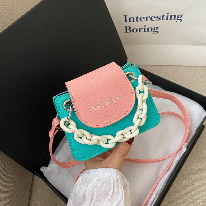 Нова дамска чанта Модна чанта с обикновен моден дизайн Чанта през рамо от PU кожа Женска верига Имитация на резба B380