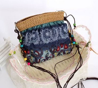 Divat olcsó bohém szalmatáska cukorka színű szőtt női kézitáska rusztikus strandtáskák vintage cross body kis futártáska