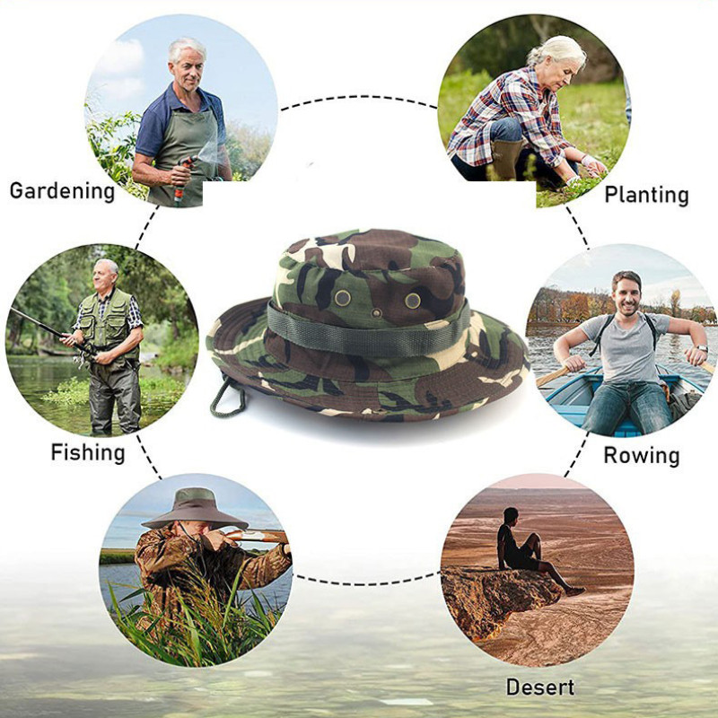 Kamuflaaž Boonie Müts Taktikaline Sõjaline Suvine Päikesekaitse Müts Jaht Matkamine kalapüük Õuessport Päikesekaitsekreem Jungle Cap Mehed