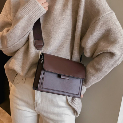 Модна марка Дамска малка чанта през тялото Лека PU кожена чанта с капак Дамска чанта Портмоне Лятна дамска чанта за пътуване