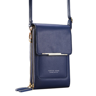 Дамски прозрачен портфейл за телефон със сензорен екран Ежедневна кожена малка чанта за през рамо Многофункционални портмонета и чанти през рамо