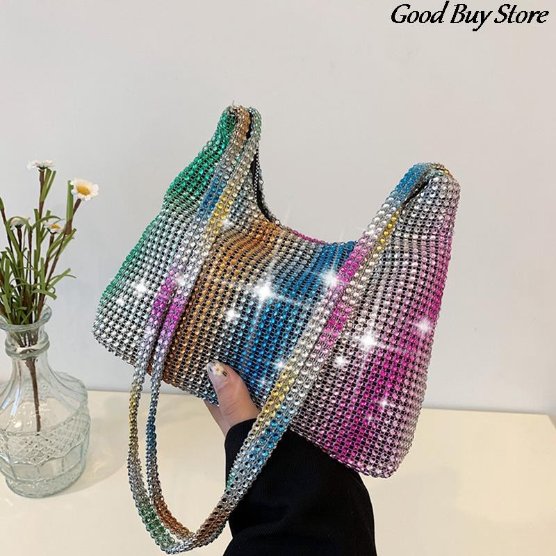 Daami Luksuslik Teemantkott Säravad Rhinestones Käekott Naiste Mood Õlakotid Õhtupidu Clutch Pulmad bankett Kristallkott