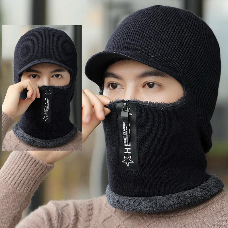 Korallifliisist talvemüts Pehme Meeste Nokamüts Soe Müts Koo Kõrvakaitse Soe Paks Jalgrattale Kootud Müts Kaelasoojendaja шапка женская