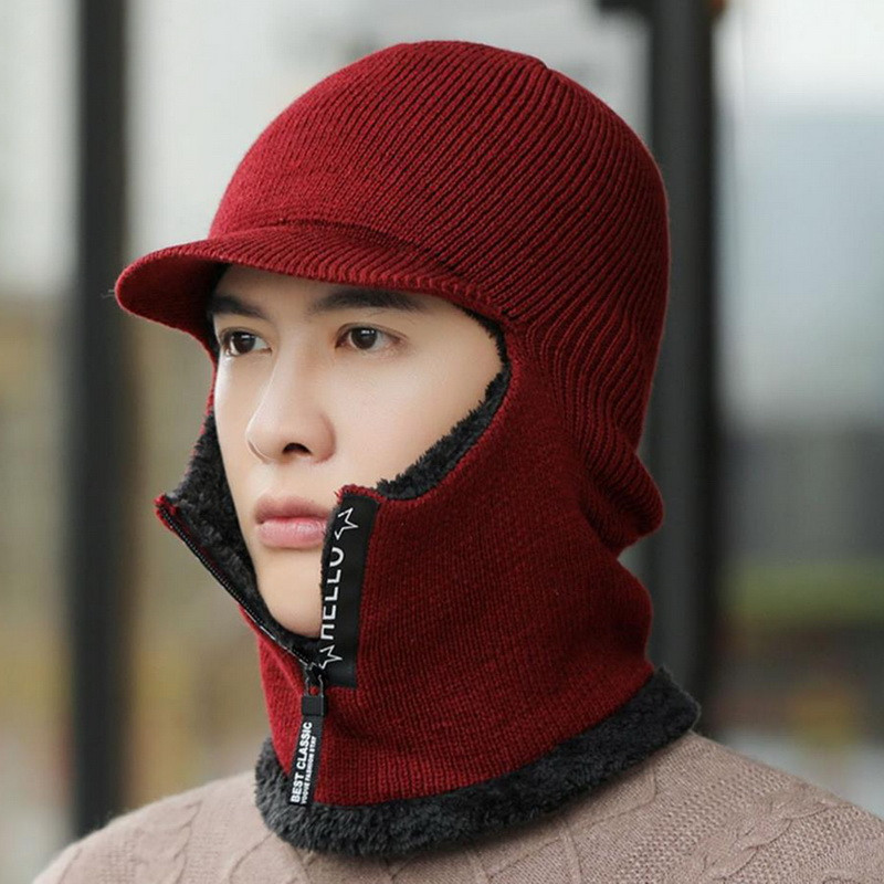 Korallifliisist talvemüts Pehme Meeste Nokamüts Soe Müts Koo Kõrvakaitse Soe Paks Jalgrattale Kootud Müts Kaelasoojendaja шапка женская