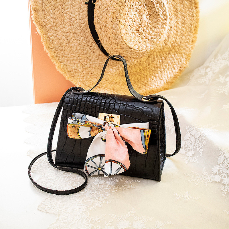 Γυναικεία μόδα Μεταξωτό Μαντίλι Κροκόδειλος Μοτίβο Φορητή τσάντα Messenger Κλειδαριά αγκράφα Ψώνια Ταξίδια Κινητό τηλέφωνο Μικρή τετράγωνη τσάντα