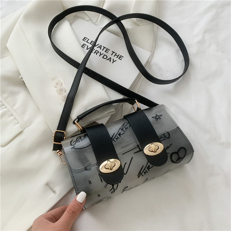 Γυναικείες τσάντες μόδας 2022 Διαφανές γκράφιτι PVC Τσάντα ώμου τετράγωνης σφεντόνας Cool Messenger Lady Bags Design Πολυτελής επωνυμία