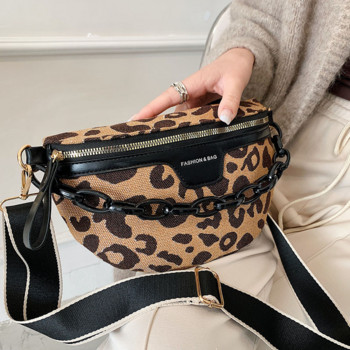 Γυναικεία τσάντα Casual Vacation Crossbody Τσάντες στήθους Leopards μοτίβο φερμουάρ Τσάντες μέσης Μάρκα Half Moon Luxury Women Fanny Pack