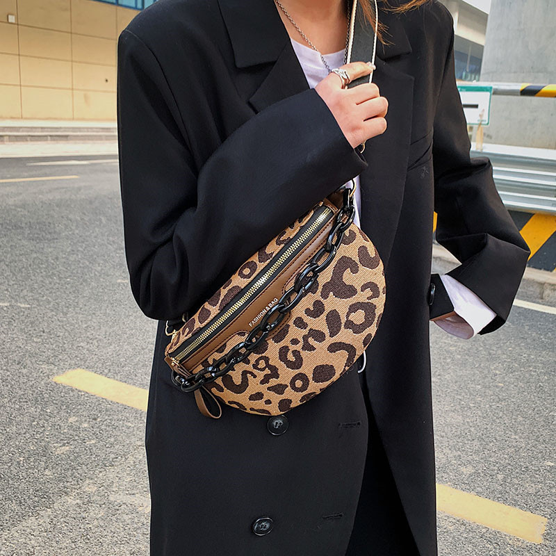 Naiste kott vabaaja puhkus Crossbody Rinnakotid Leopardi mustriga tõmblukuga vöökotid Brändi Half Moon Luksuslik Naiste Fanny Pack