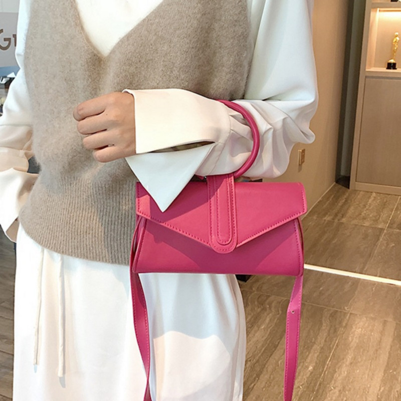 Naiste väike kaasaskantav käekott Retro-nahast õlakott Luksuslik disainiga kollane oranž kommivärv naiste mini Crossbody kott