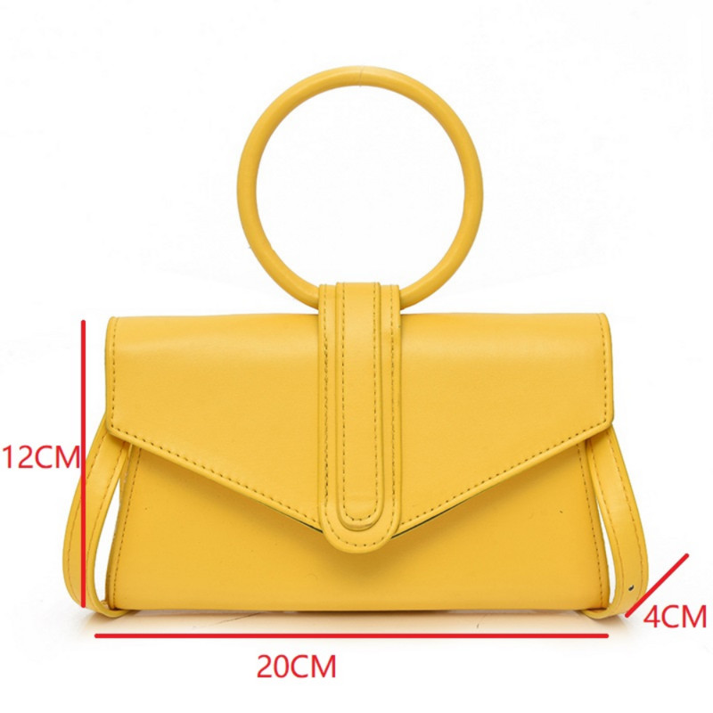 Naiste väike kaasaskantav käekott Retro-nahast õlakott Luksuslik disainiga kollane oranž kommivärv naiste mini Crossbody kott