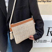 Női szalma kézitáskák Raffia Crossbody Pénztárcák Négyzetes pénztárca Női Beach Holiday Totes Crossbody táskák 2022 nyári tervezőtáska